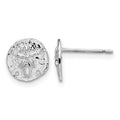 Sterling Silver Rhodium-plated Polished Mini Sand Dollar Post Earrings