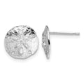 Sterling Silver Rhodium-plated Polished Sand Dollar Post Earrings