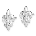 Sterling Silver Rhodium-plated Polished Small Fleur de Lis Post Earrings