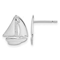 Sterling Silver Rhodium-plated Polished Small Sailboat Post Earrings