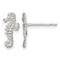 Sterling Silver Rhodium-plated Polished Mini Seahorse Post Earrings