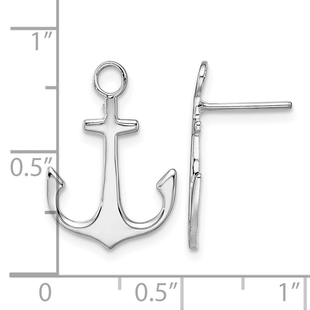 Sterling Silver Rhodium-plated Polished Anchor Post Earrings