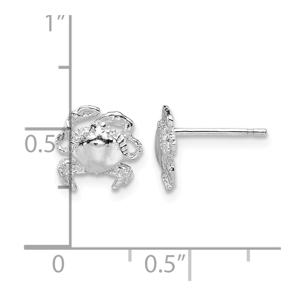 Sterling Silver Rhodium-plated Polished Crab Post Earrings
