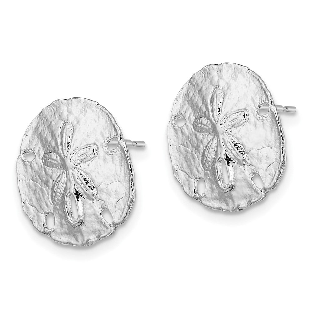 Sterling Silver Rhodium-plated Polished Sand Dollar Post Earrings