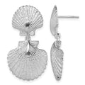 Sterling Silver Rhod-plated Polished Double Shell Dangle Post Earrings