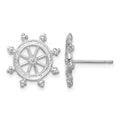 Sterling Silver Rhodium-plated Polished Ships Wheel Post Earrings