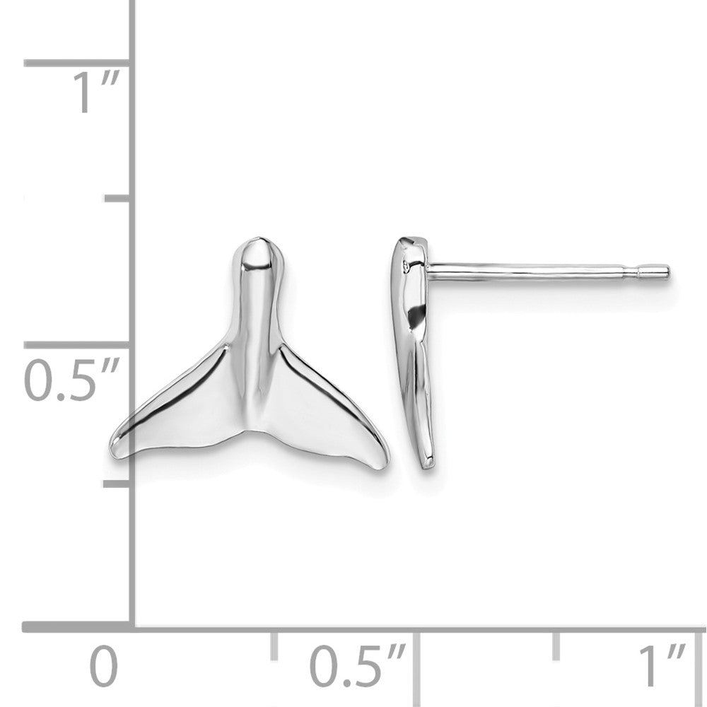 Sterling Silver Rhodium-plated Polished Whale Tail Post Earrings