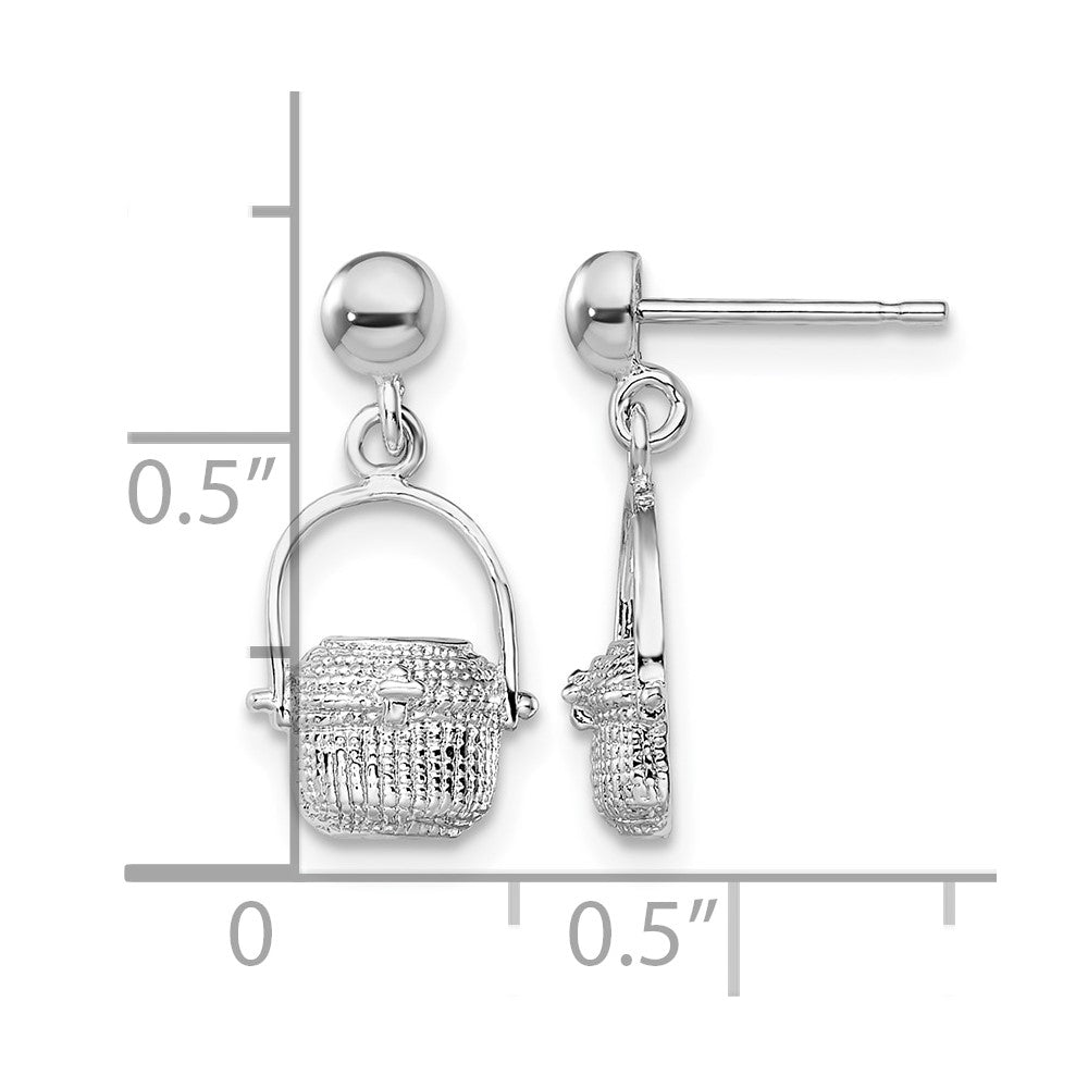 Sterling Silver Rhodium-plated Polished Nantucket Basket Post Earrings