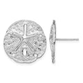 Sterling Silver Rhodium-plated Sand Dollar w/Starfish Post Earrings