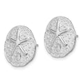 Sterling Silver Rhodium-plated Small Sand Dollar w/Starfish Post Earrings