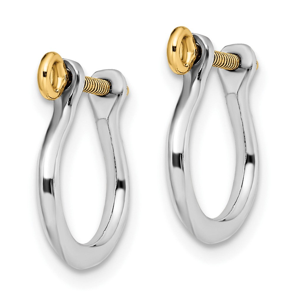 Sterling Silver Polished 3D Small Shackle w/14k Screw Earrings