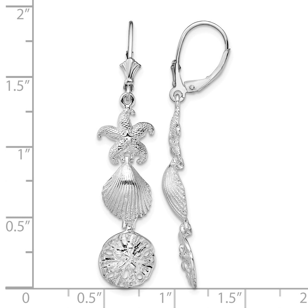 Sterling Silver Rhodium-plated Polished Sea Life Leverback Earrings