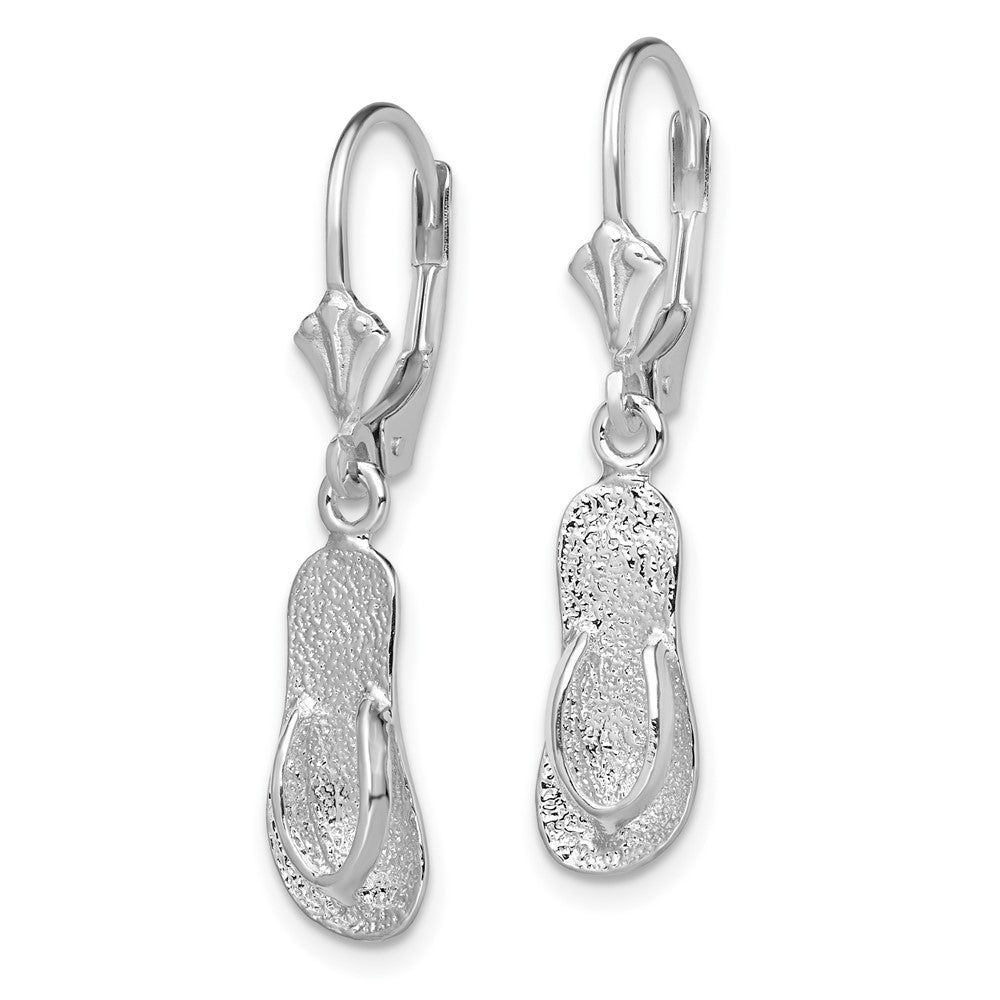 Sterling Silver Rhodium-plated Polished Lg. Flip-flop Leverback Earrings