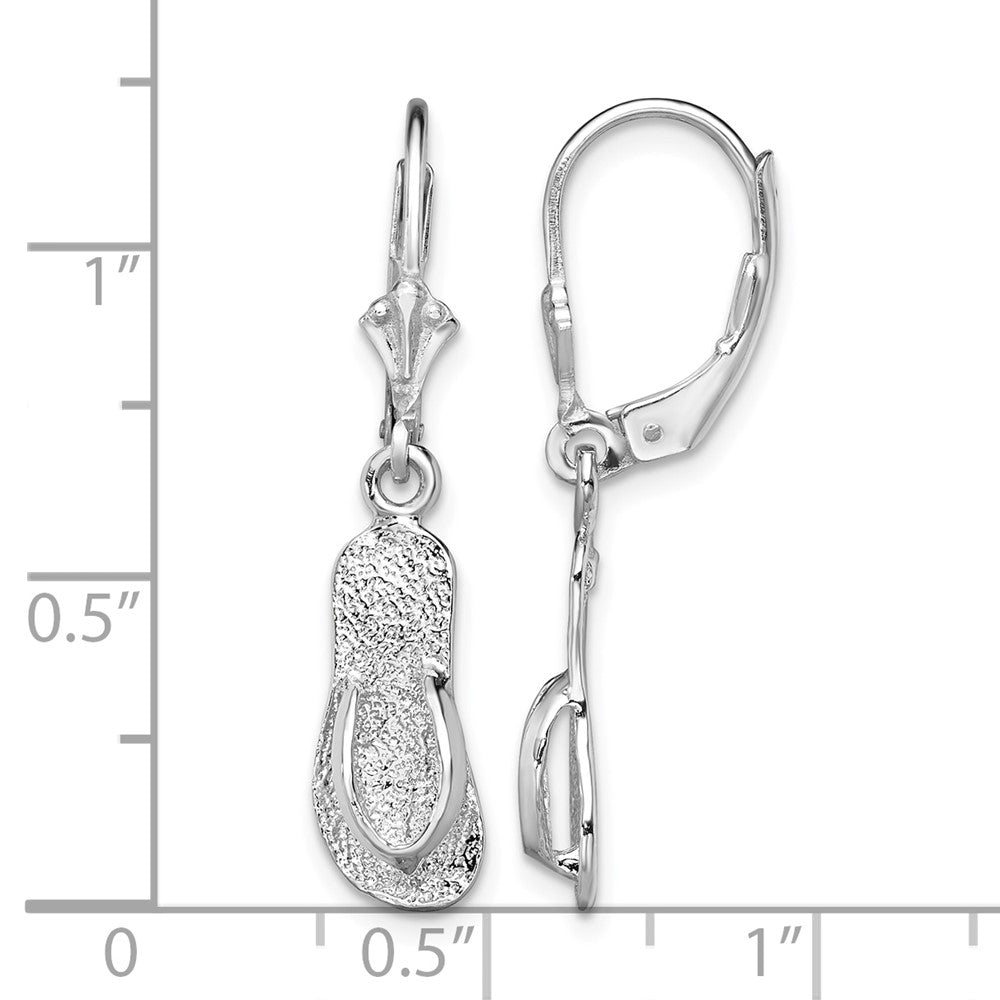 Sterling Silver Rhodium-plated Polished Lg. Flip-flop Leverback Earrings
