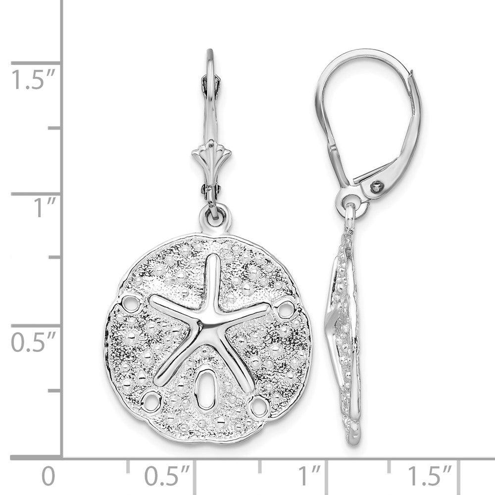 Sterling Silver Rhodium-plated Sand Dollar/Starfish Leverback Earrings