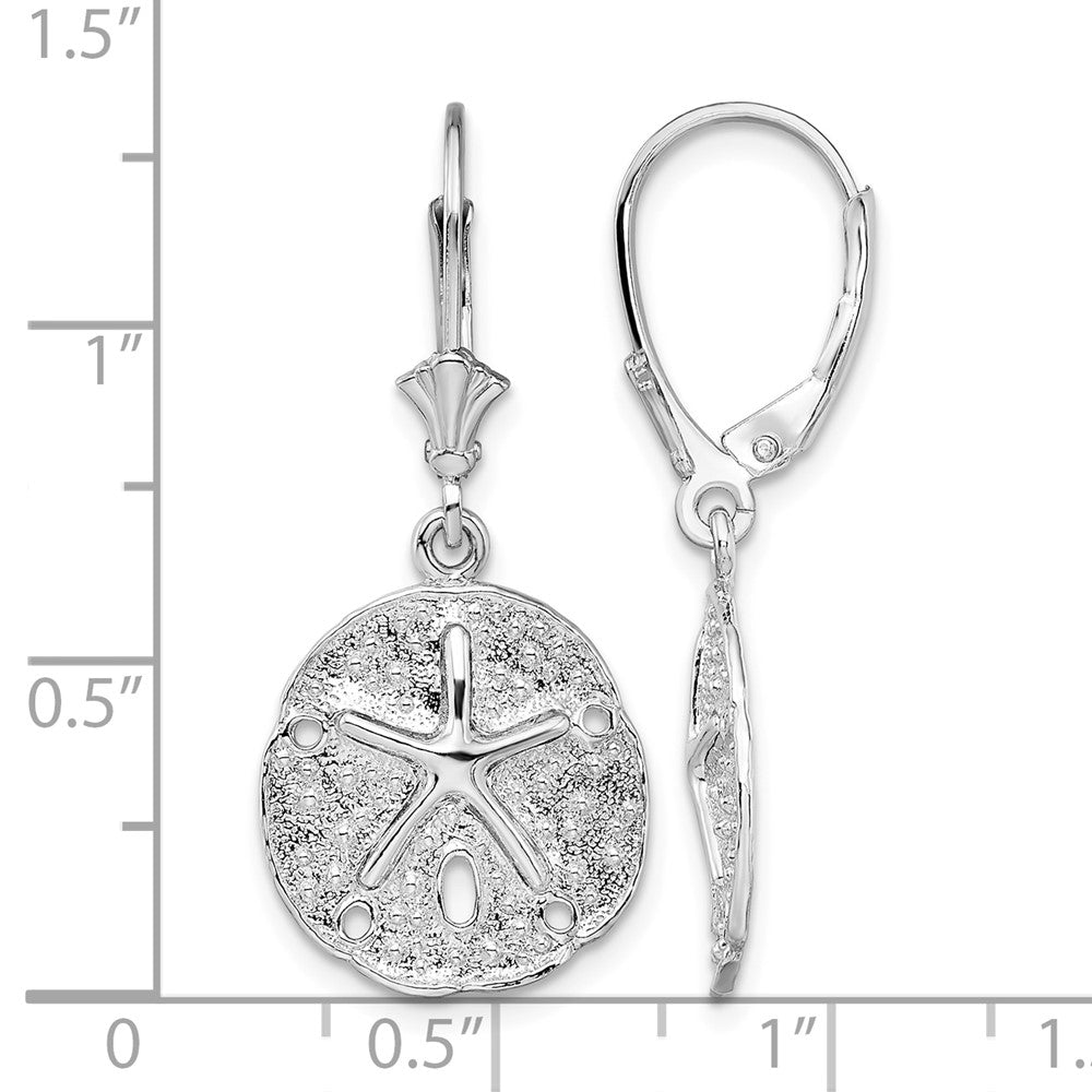Sterling Silver Rhodium-plated Sand Dollar/Starfish Leverback Earrings