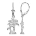 Sterling Silver Rhodium-plated Polished Palm Trees Leverback Earrings
