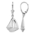 Sterling Silver Rhodium-plated Polished Sailboat Leverback Earrings