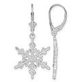 Sterling Silver Rhodium-plated Polished Snowflake Leverback Earrings