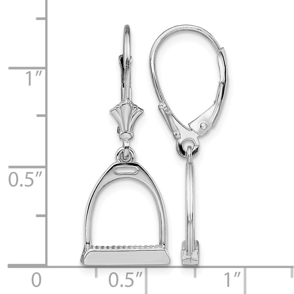 Sterling Silver Polished 3D Small Stirrup Leverback Earrings
