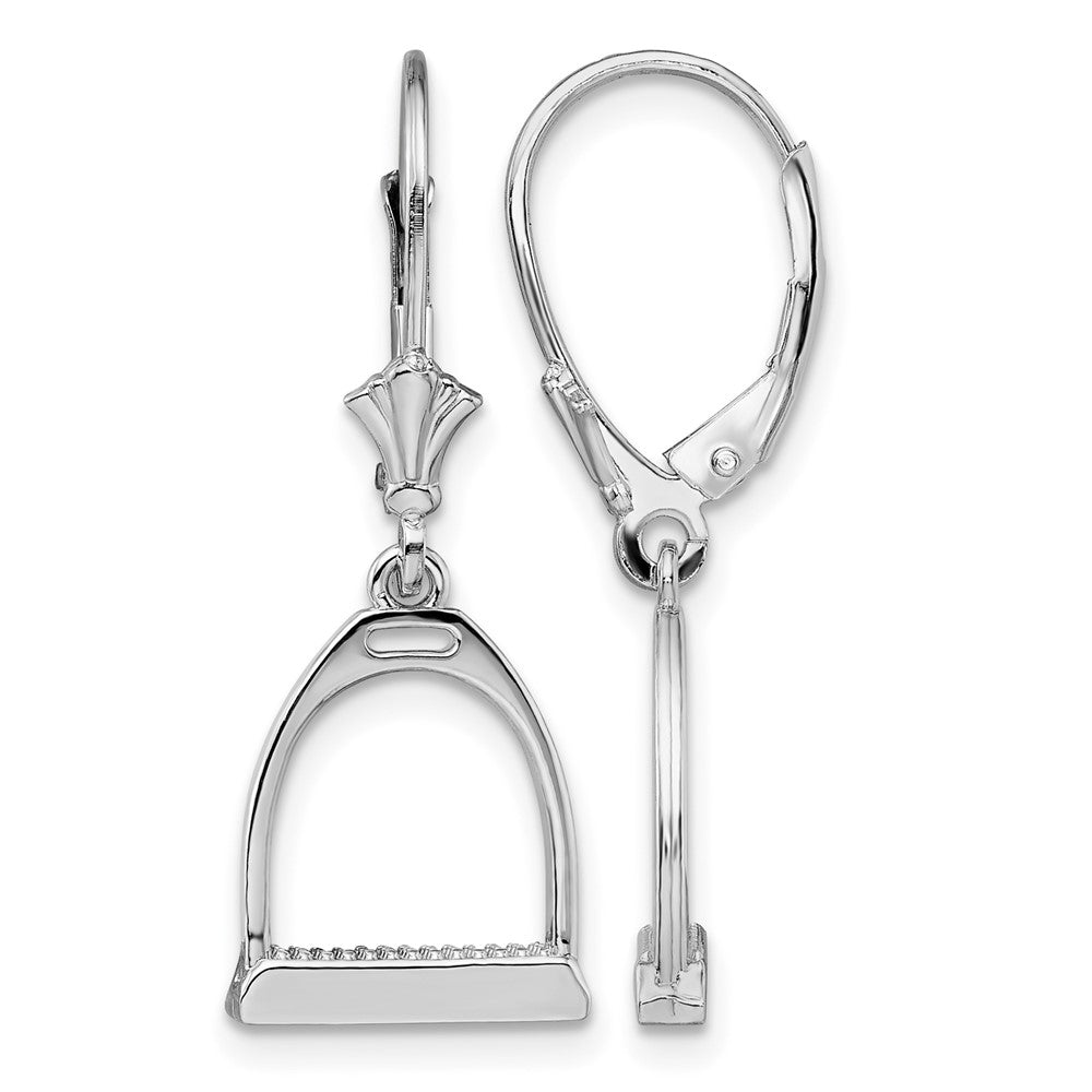 Sterling Silver Polished 3D Small Stirrup Leverback Earrings