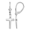 Sterling Silver Rhodium-plated Polished Latin Cross Leverback Earrings