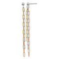 Sterling Silver RH-plate Rose & Yellow-tone Paperclip Link 3-strand Earring