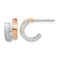 Sterling Silver Rhodium-plated Rose Gold-plated Diamond Hoop Post Earrings