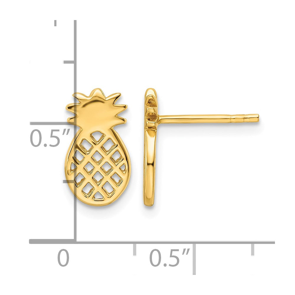 Sterling Silver Gold-plated Pineapple Post Earrings