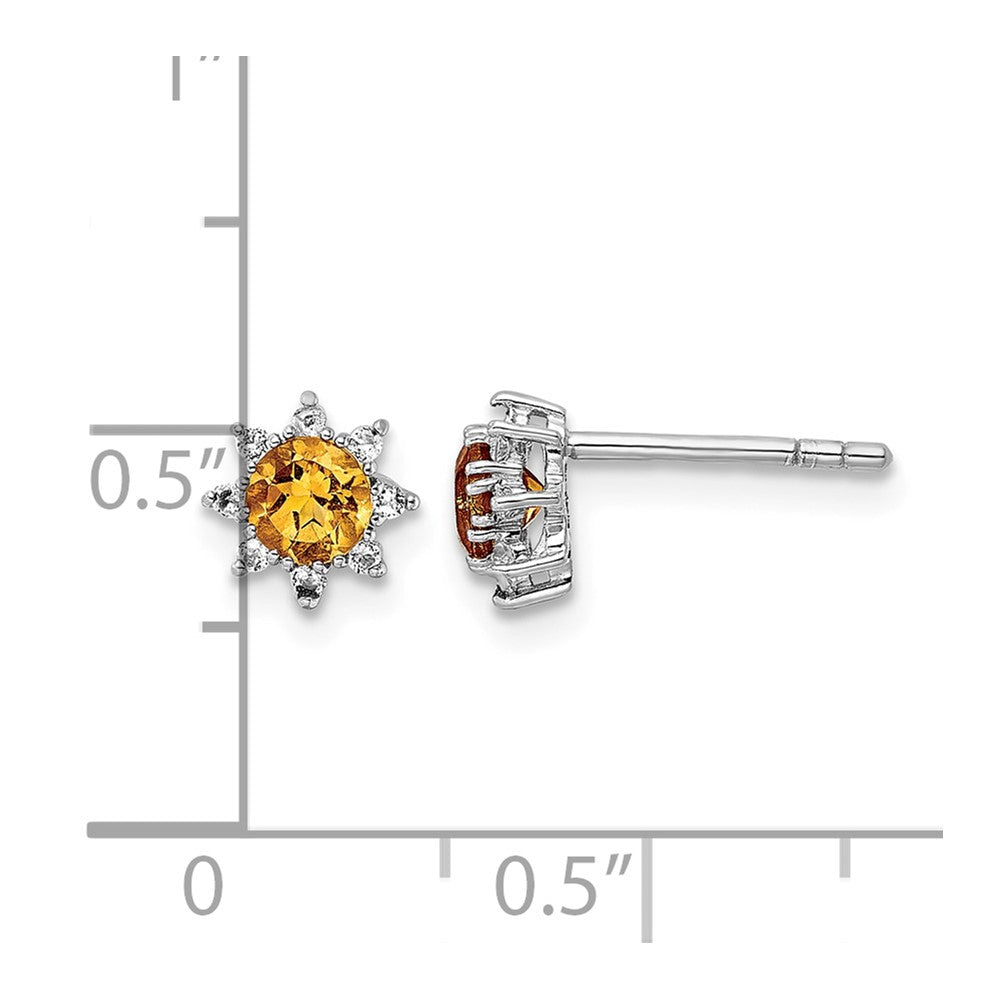 Sterling Silver RH .5CI Citrine & .1WT White Topaz Post Earrings