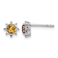 Sterling Silver RH .5CI Citrine & .1WT White Topaz Post Earrings