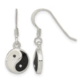 Sterling Silver Rhod-pltd MOP/Black Resin Yin Yang Dangle Earrings