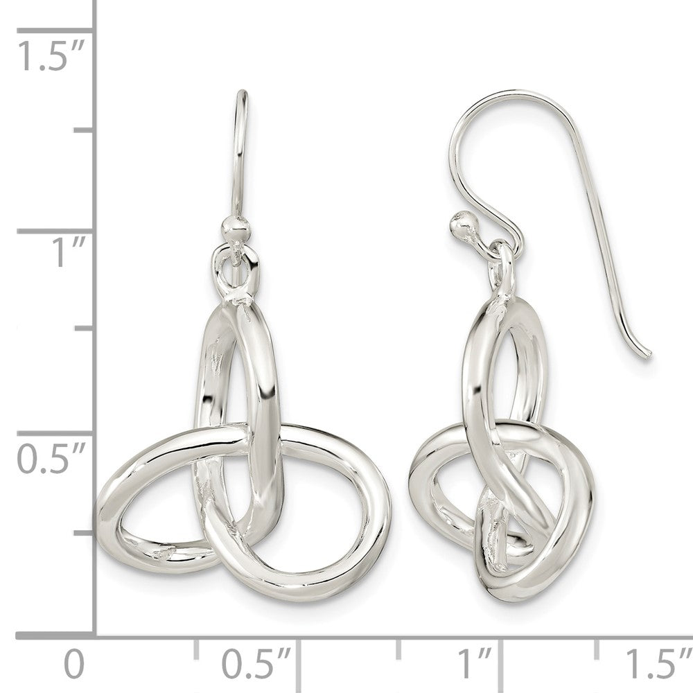 Sterling Silver Polished Knot Dangle Shephard Hook Earrings