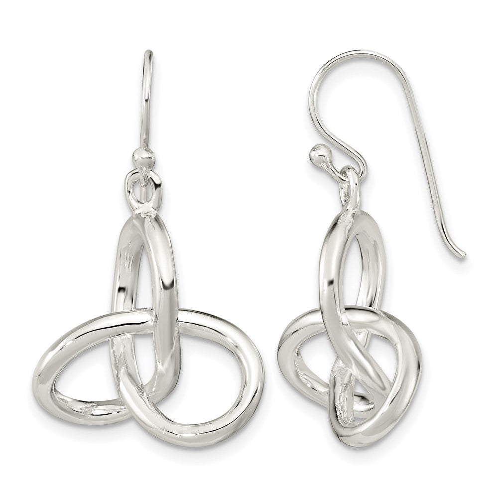 Sterling Silver Polished Knot Dangle Shephard Hook Earrings