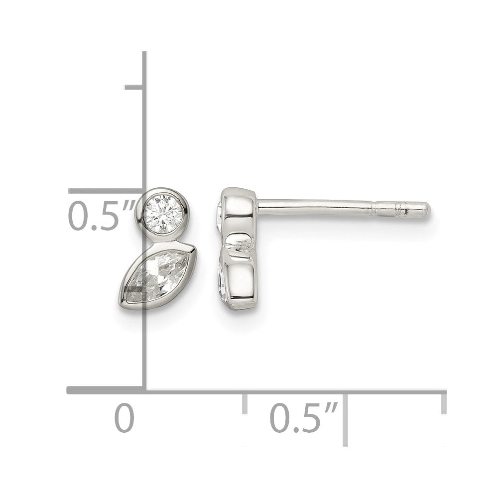 Sterling Silver Polished CZ Post Earrings
