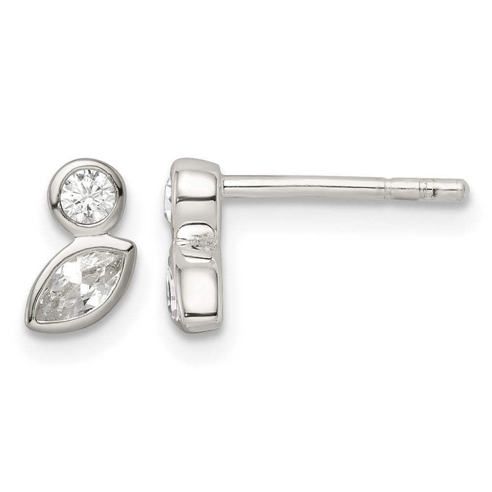 Sterling Silver Polished CZ Post Earrings