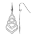 Sterling Silver Rhod. Polished Grooved Fancy Drop Dangle Earrings