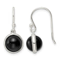 Sterling Silver Polished Onyx Bead Dangle Earrings