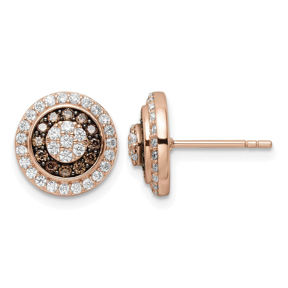 Sterling Silver Rose-tone Black Rhodium-plated CZ Fancy Post Earrings