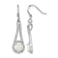 Sterling Silver Rhodium-plated CZ & White Created Opal Dangle Earrings