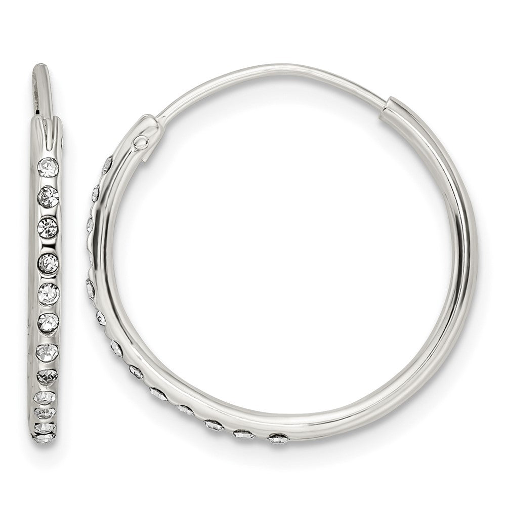 Sterling Silver Crystal Endless Hoop Earrings