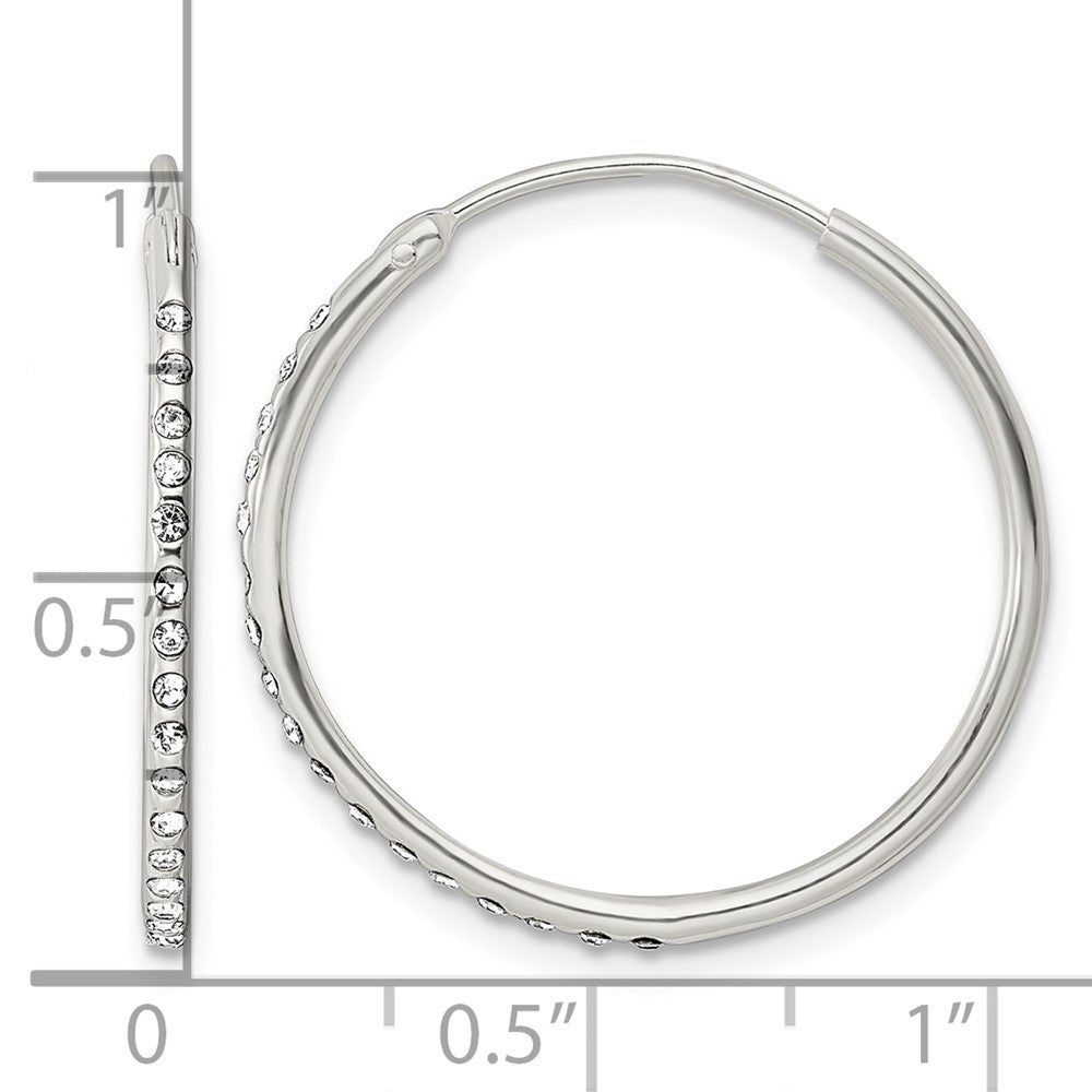Sterling Silver Crystal Endless Hoop Earrings