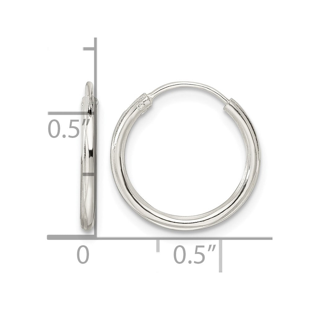 Sterling Silver Diamond-cut 1.5x15mm Endless Tube Hoop Earrings