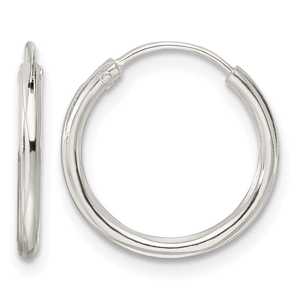 Sterling Silver Diamond-cut 1.5x15mm Endless Tube Hoop Earrings