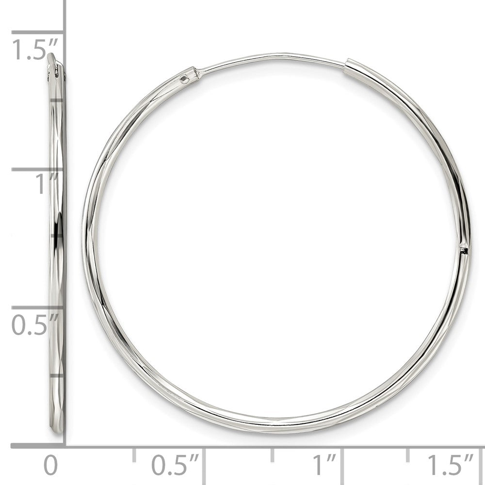Sterling Silver Diamond-cut 1.5x35mm Endless Tube Hoop Earrings