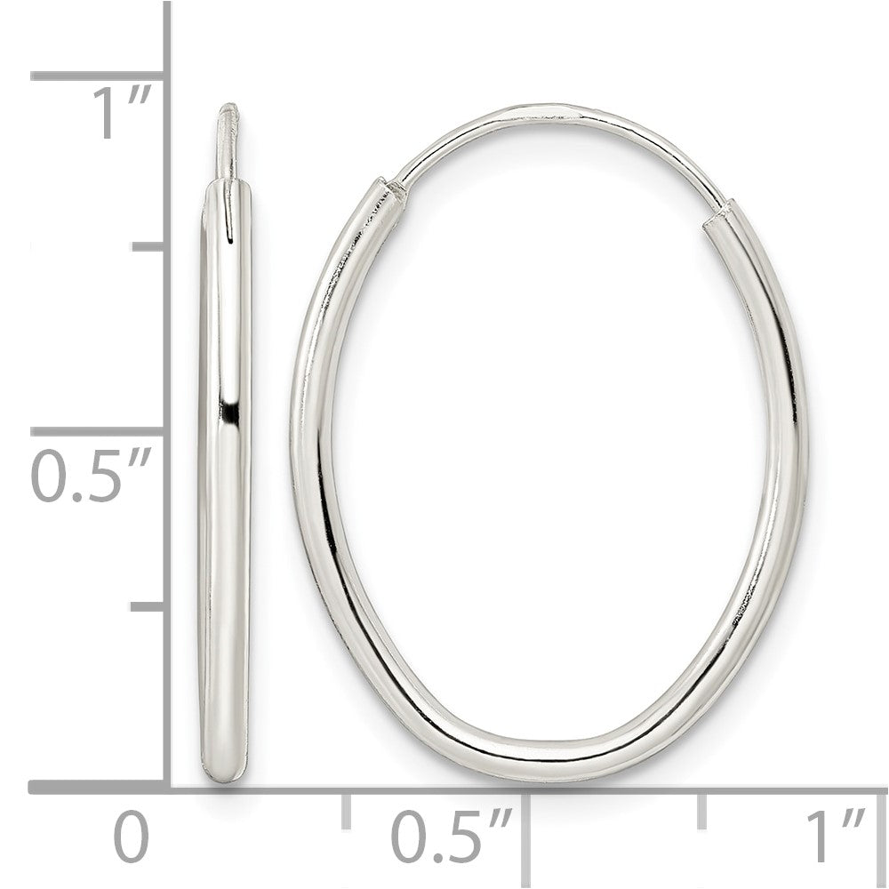 Sterling Silver Polished Endless Oval Hoop Earrings