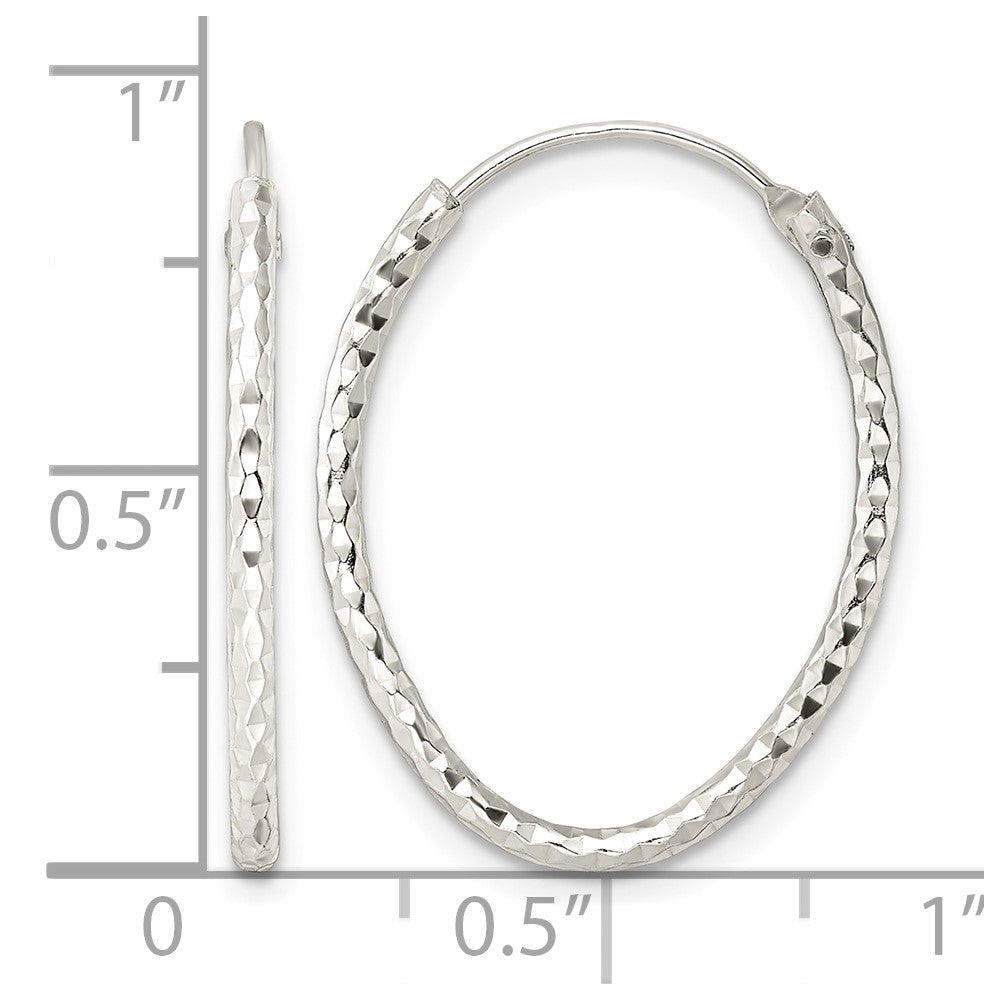 Sterling Silver Polished D/C Oval Endless Hoop Earrings
