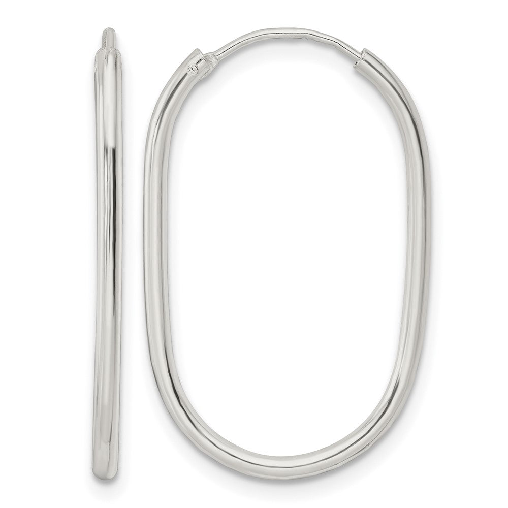Sterling Silver Polished Endless Oblong Hoop Earrings