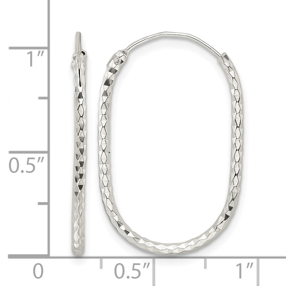 Sterling Silver Polished & D/C Oblong Endless Hoop Earrings
