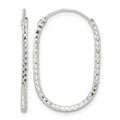 Sterling Silver Polished & D/C Oblong Endless Hoop Earrings